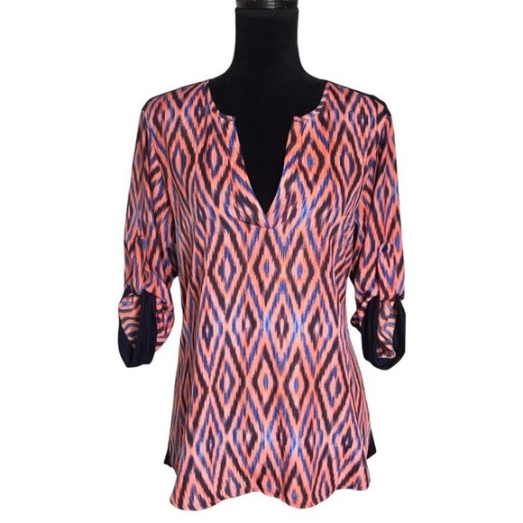 Collective Concepts Print Tunic in Pink/Blue  - Size Small - Picture 1 of 6